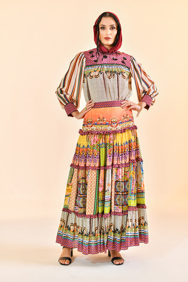 AUBURN FLAME MAXI SKIRT