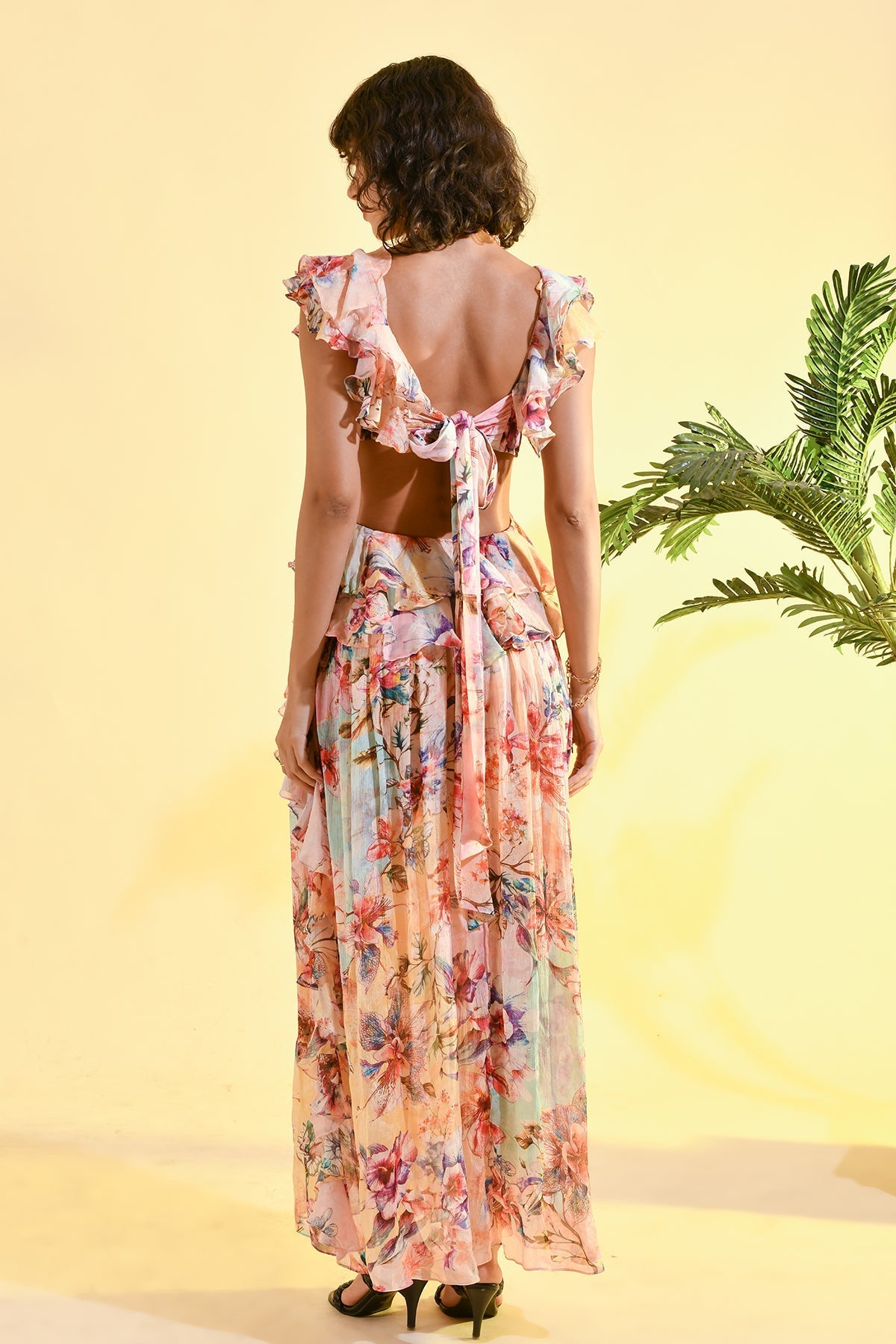 TINTED FLORAL MAXI DRESS