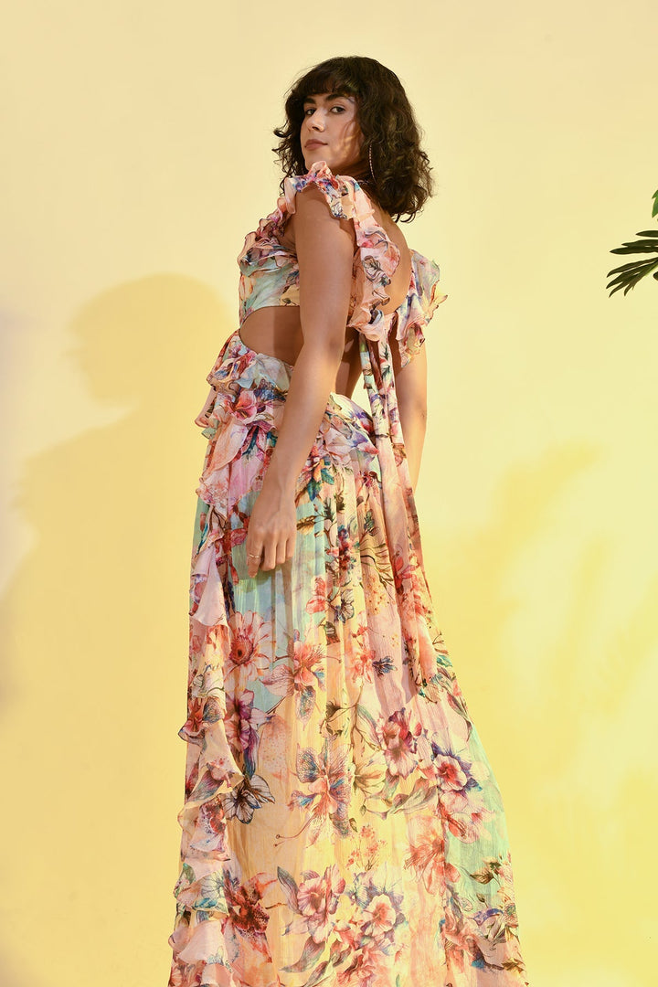 TINTED FLORAL MAXI DRESS
