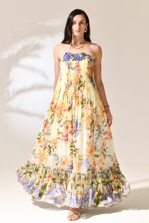 Riviera Petal Strapless Dress