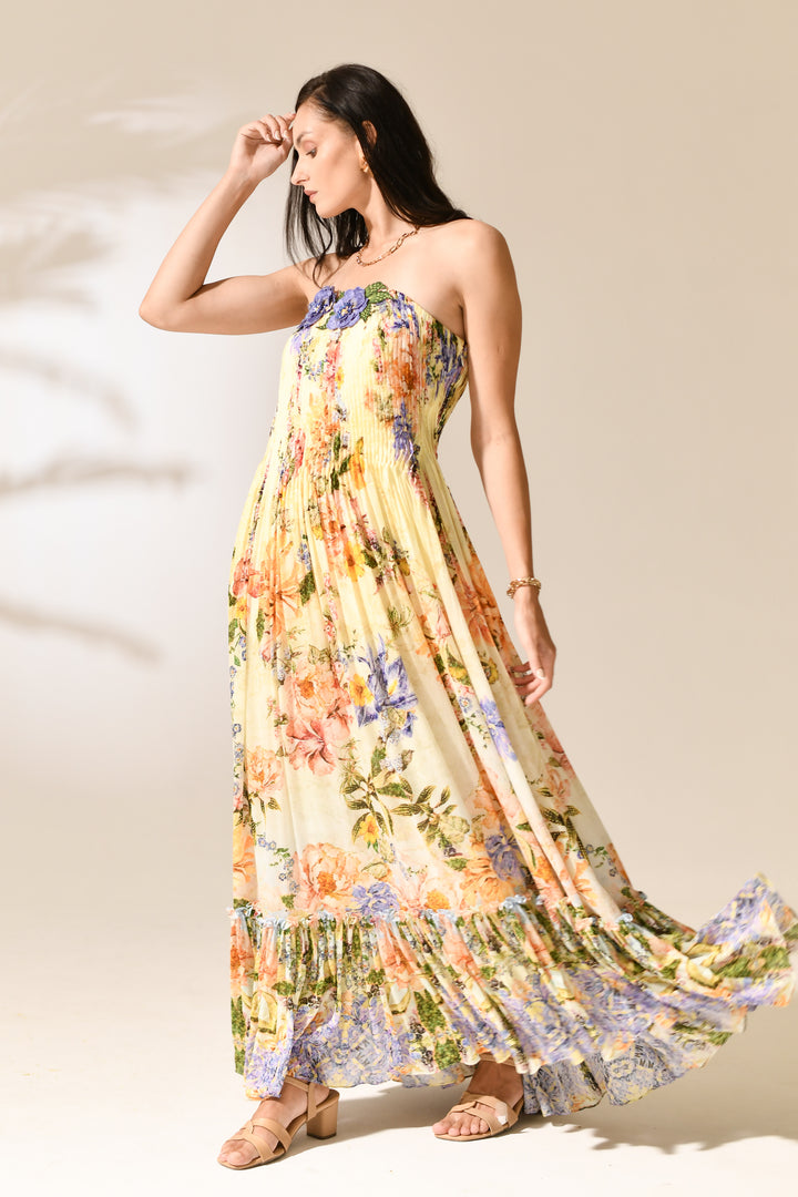 Riviera Petal Strapless Dress