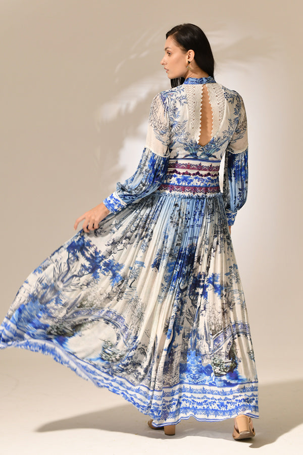 Azure Estate Pleated dress