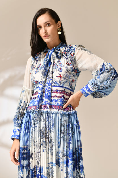 Azure Estate Pleated dress
