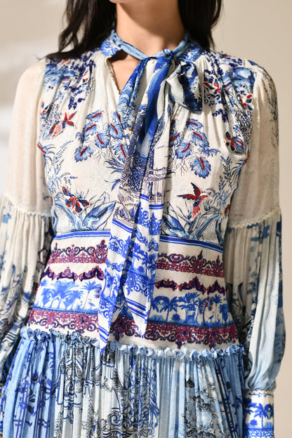 Azure Estate Pleated dress