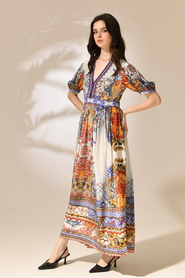 Saffron Shoreline V-Neck Maxi