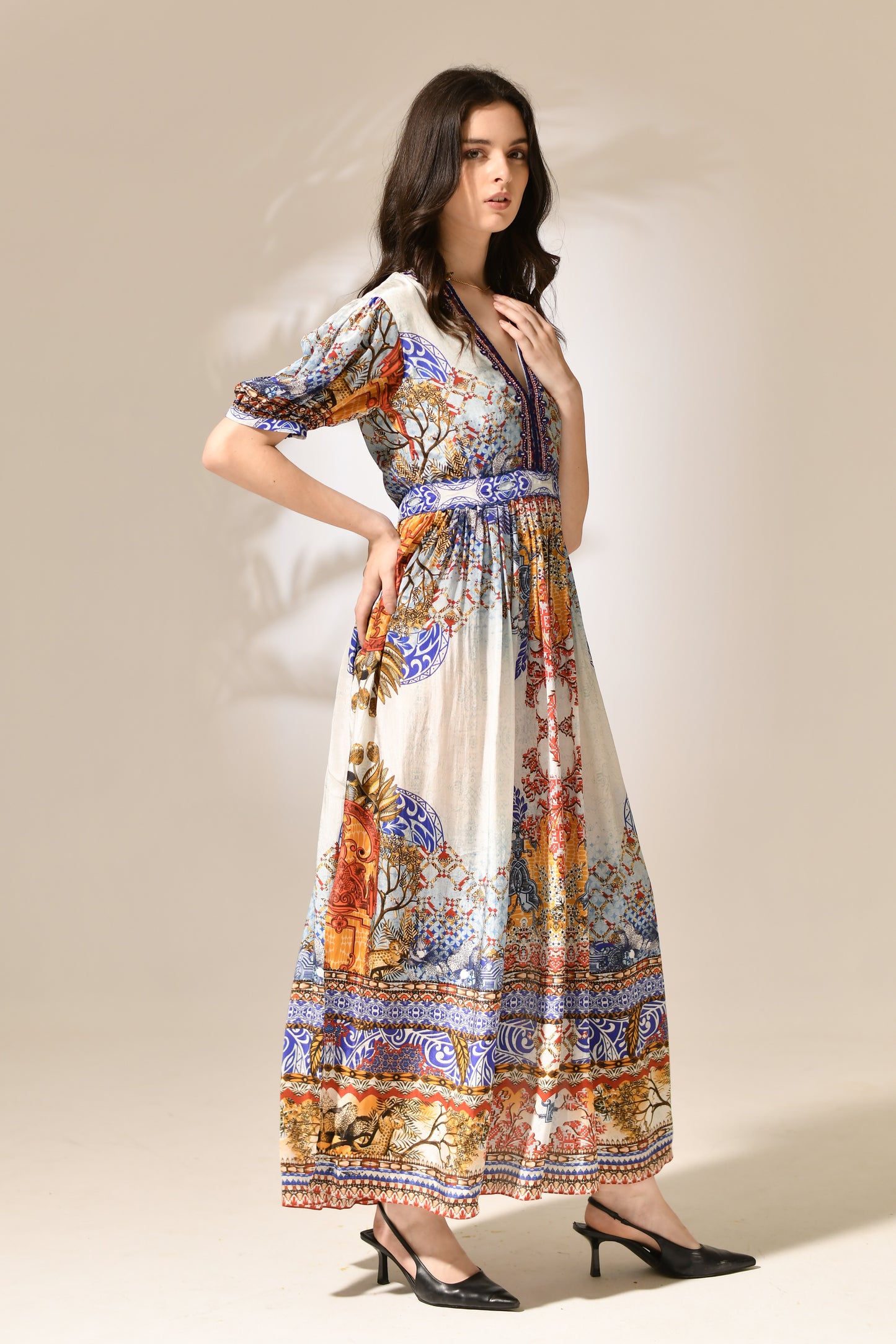 Saffron Shoreline V-Neck Maxi