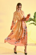 TINTED FLORAL MIDI  DRESS