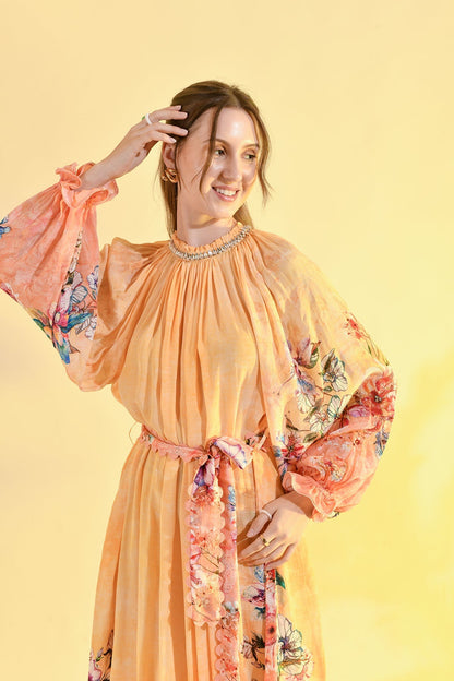 TINTED FLORAL MIDI  DRESS