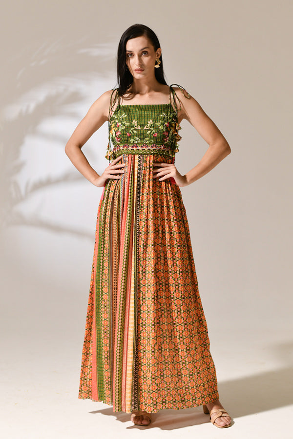 Sienna Mosaic Tie-Shoulder Maxi