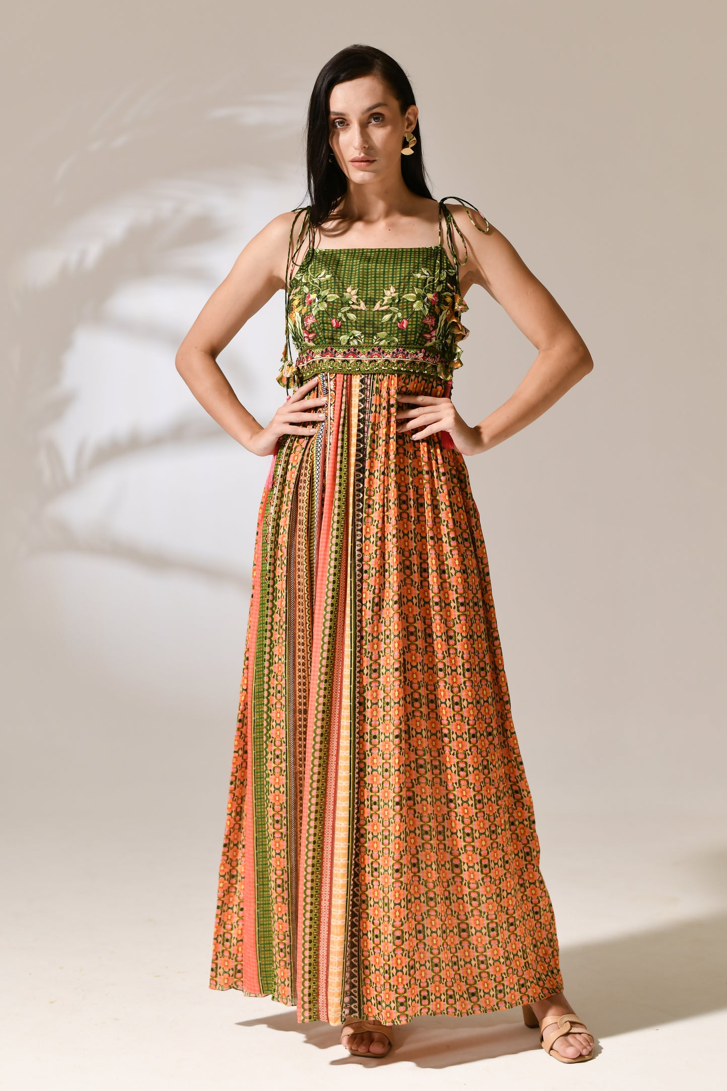 Sienna Mosaic Tie-Shoulder Maxi