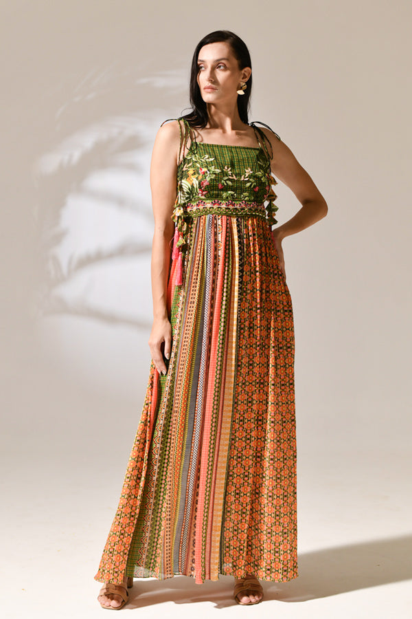 Sienna Mosaic Tie-Shoulder Maxi
