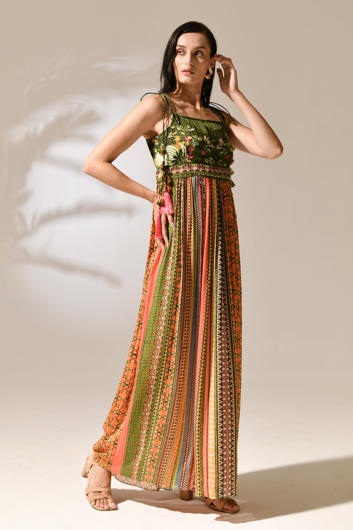 Sienna Mosaic Tie-Shoulder Maxi