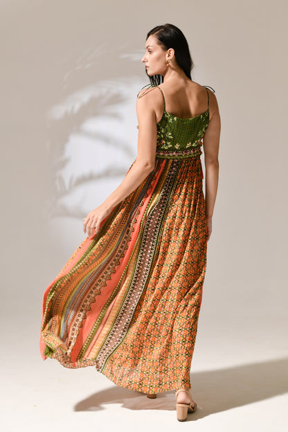 Sienna Mosaic Tie-Shoulder Maxi