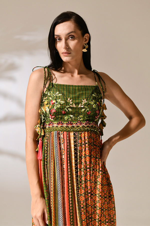 Sienna Mosaic Tie-Shoulder Maxi