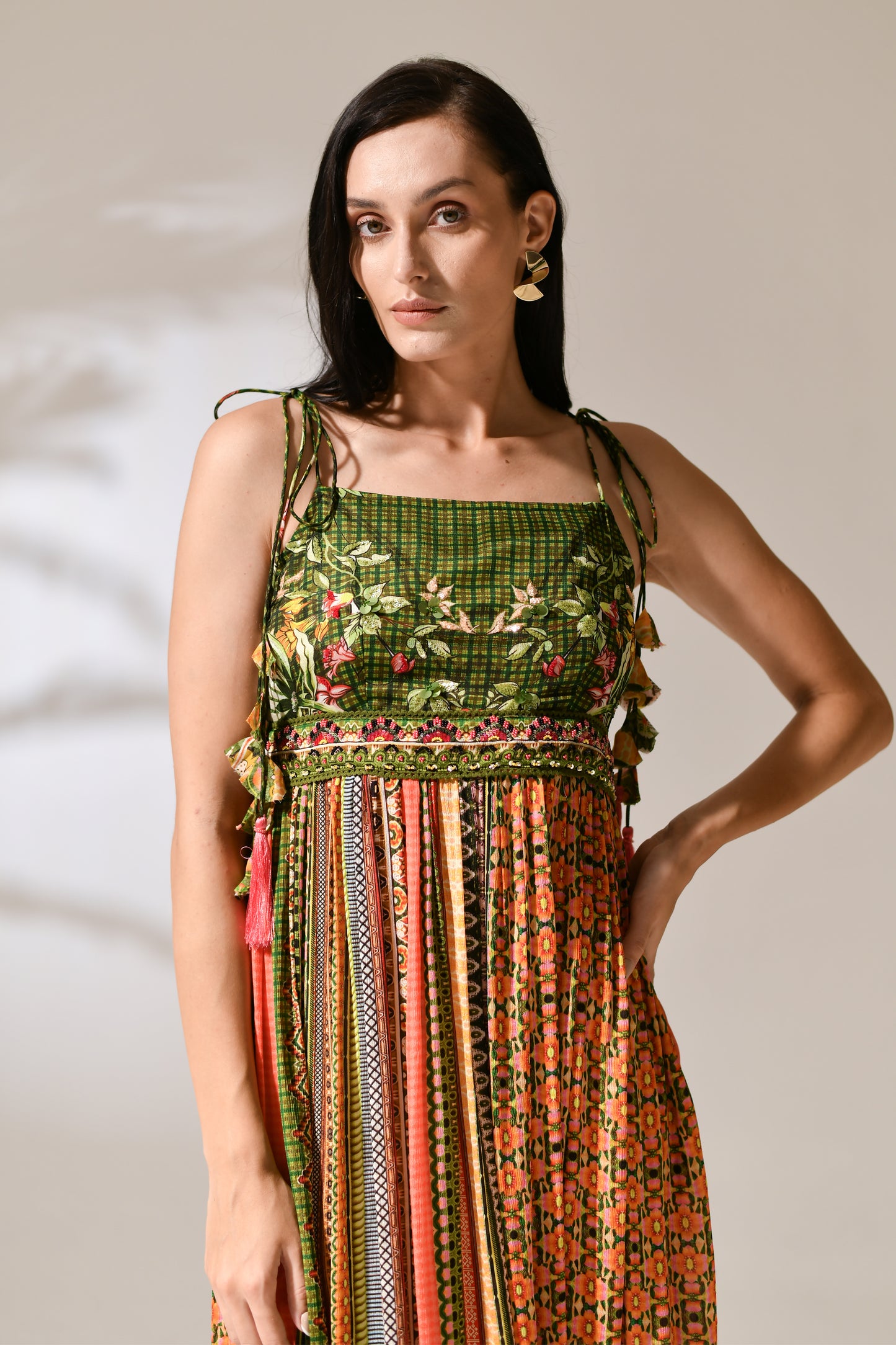 Sienna Mosaic Tie-Shoulder Maxi