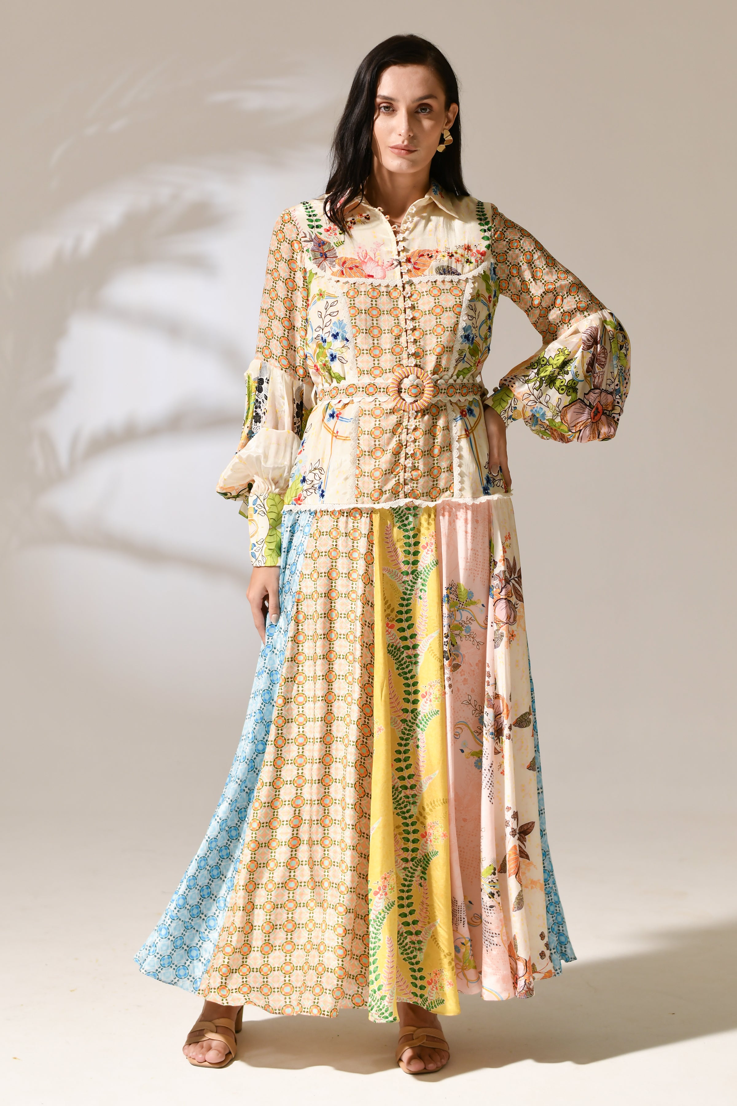 Primrose Lantern-Sleeve Patchwork Dress – Bhanuni by jyoti