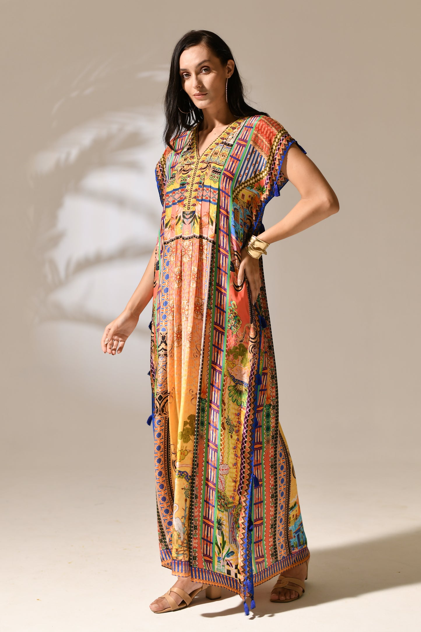 Solstice Azure Tassel Kaftan