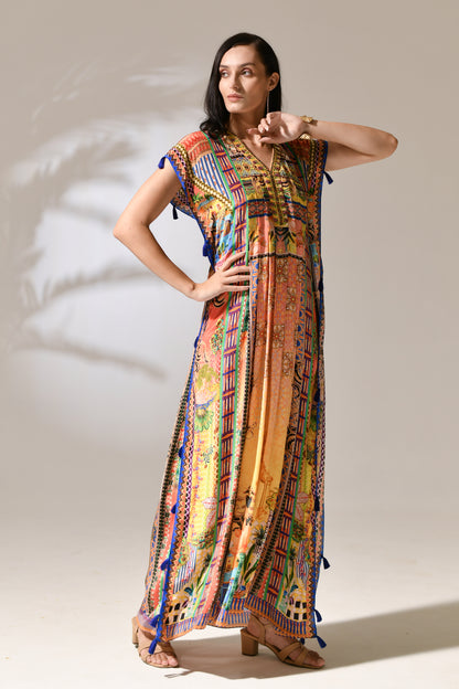 Solstice Azure Tassel Kaftan