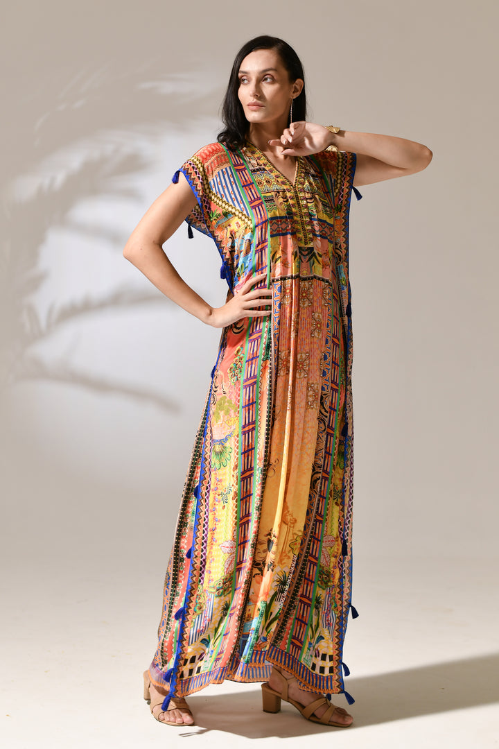 Solstice Azure Tassel Kaftan