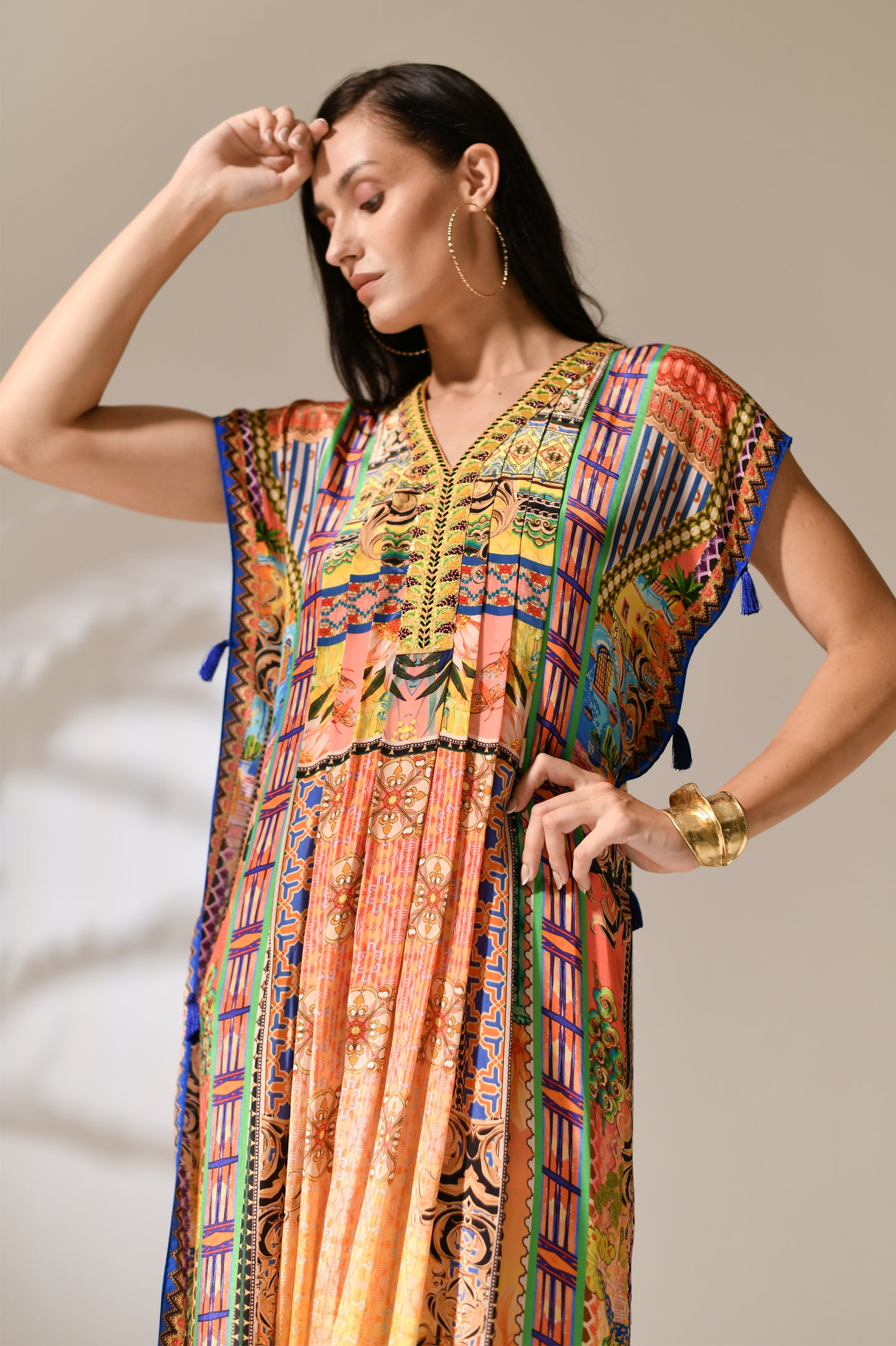 Solstice Azure Tassel Kaftan
