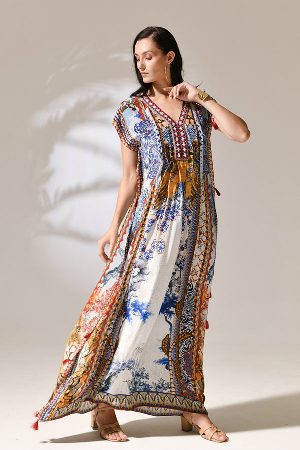 Moroccan Sunset Tassel Kaftan