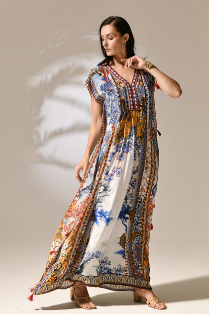 Moroccan Sunset Tassel Kaftan