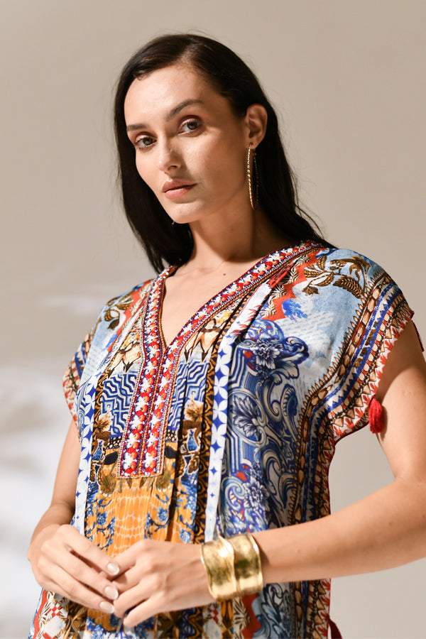 Moroccan Sunset Tassel Kaftan