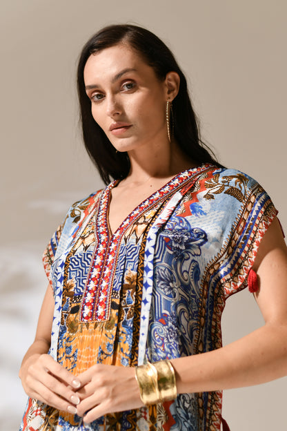 Moroccan Sunset Tassel Kaftan