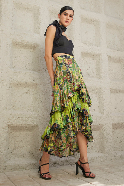 OPULENT TIERED MAXI SKIRT