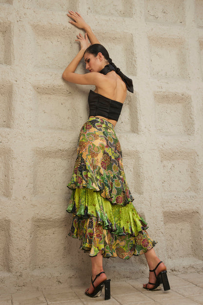 OPULENT TIERED MAXI SKIRT