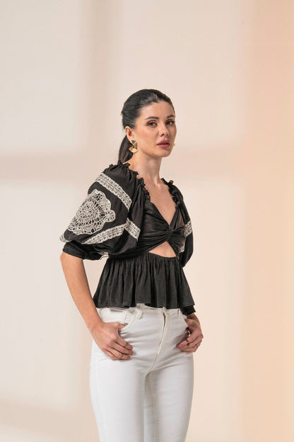 CAVIAR EMBROIDERED TOP