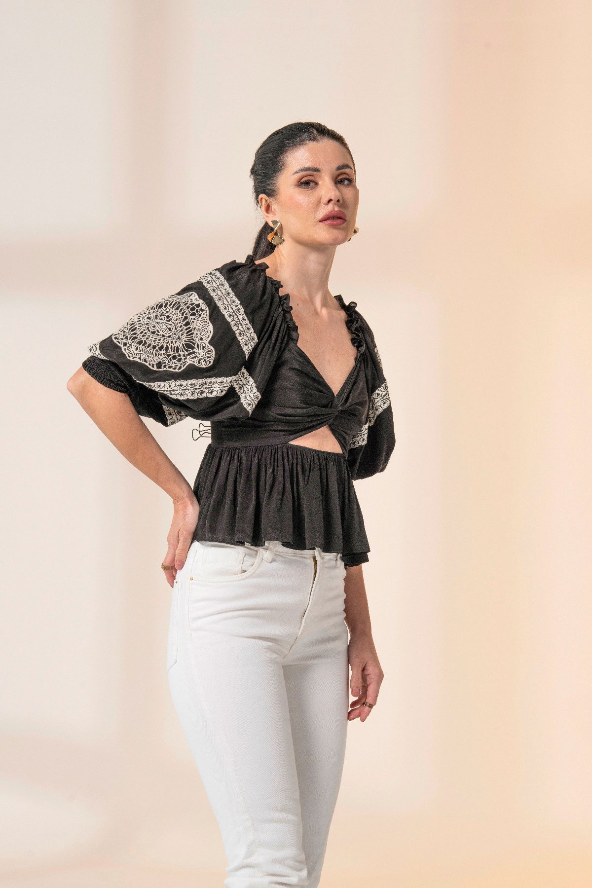 CAVIAR EMBROIDERED TOP