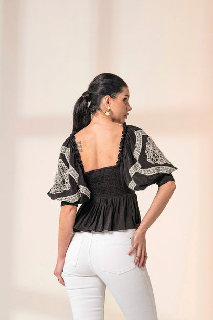 CAVIAR EMBROIDERED TOP