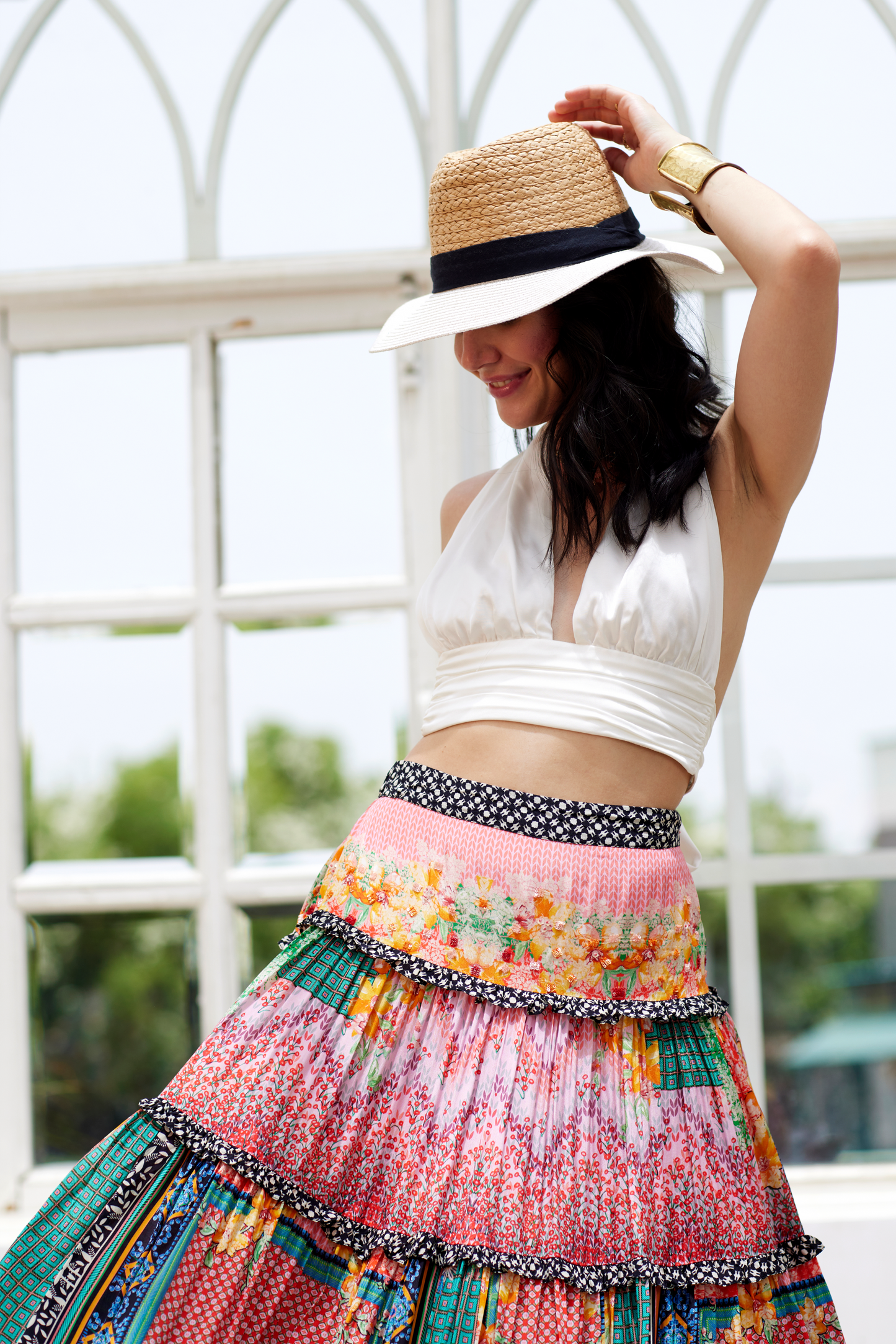 Jupe longue étagée Celina